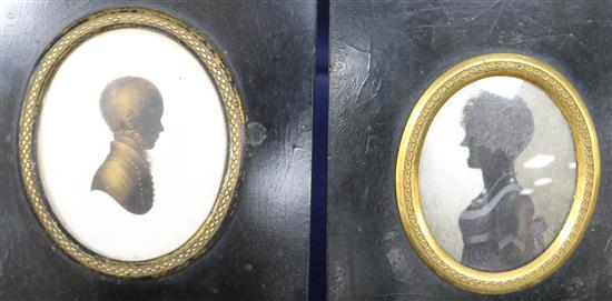 Two early 19th century silhouette portrait miniatures